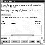 The Connections List panel. Instructions on using the panel follow this figure.
